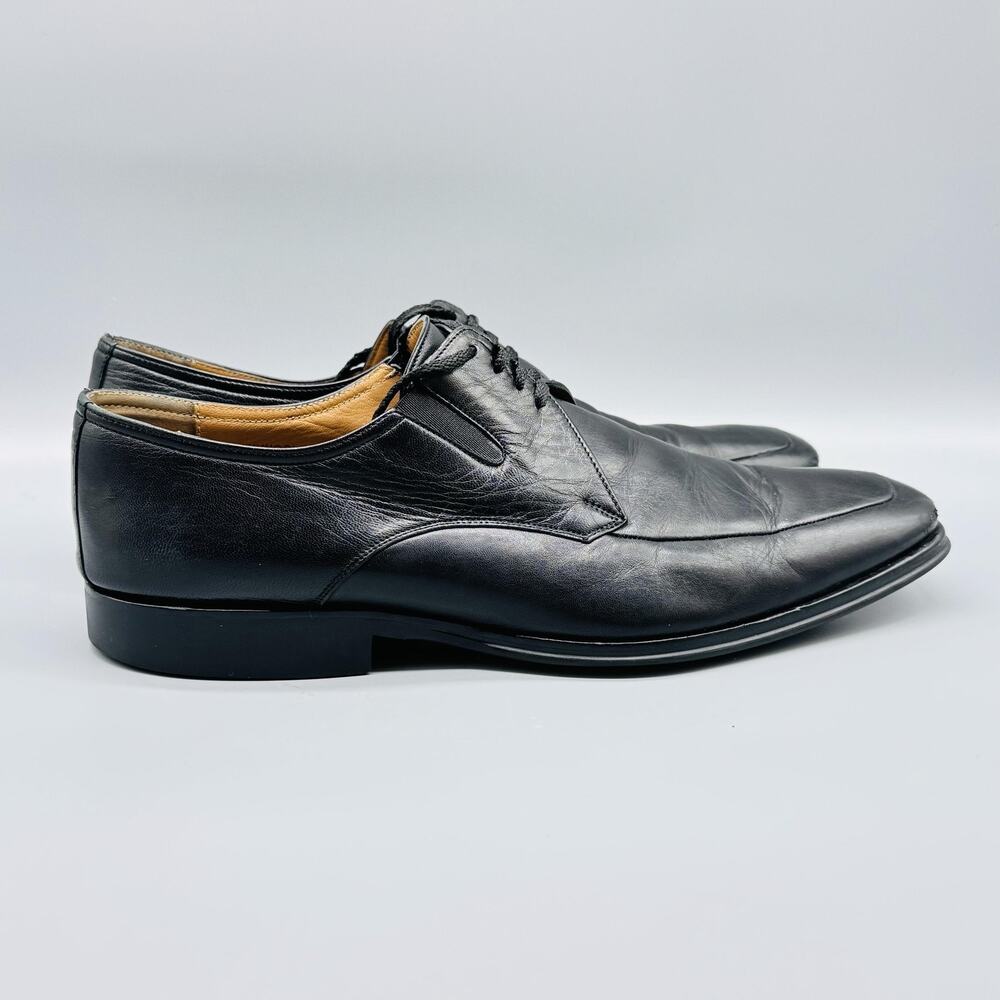 Bruno Magli Shoes Mens 12 Black Leather Oxford Slip On Lace Up Formal Dress